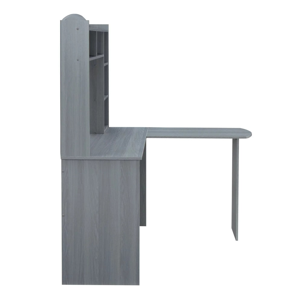 Modern L-Shaped Desk with Hutch, Grey desk