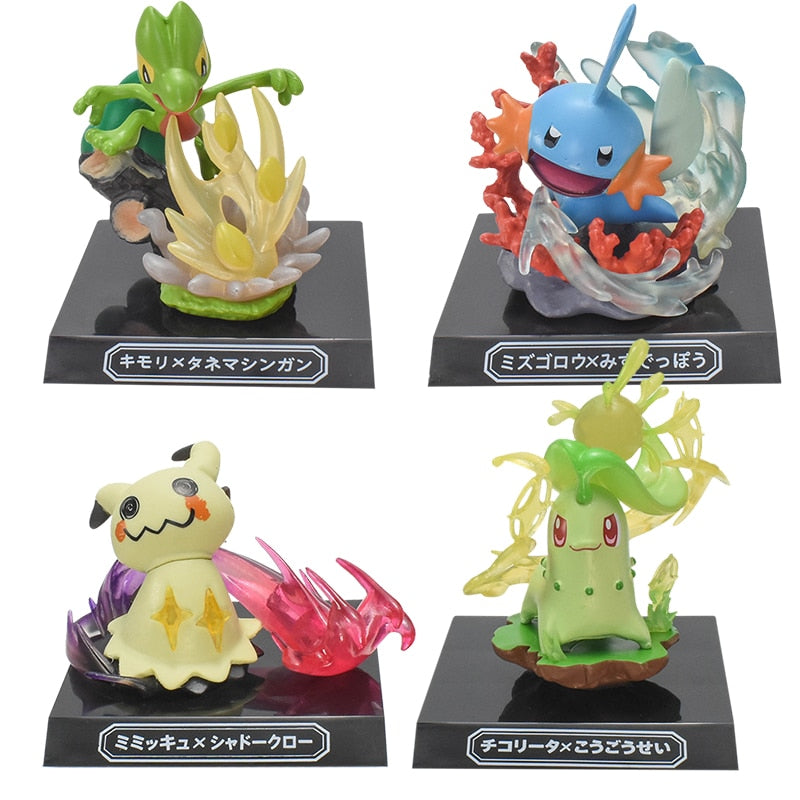Anime Pokemon Figure Treecko Mudkip Mimikyu Chikorita PVC Action Model Figures Toys Doll Cartoon GIft for Children Kids 7-11cm