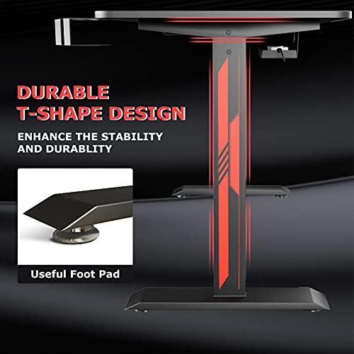 Gaming Desk, Heavy-Duty Gaming Computer Table with Carbon Fiber Surface