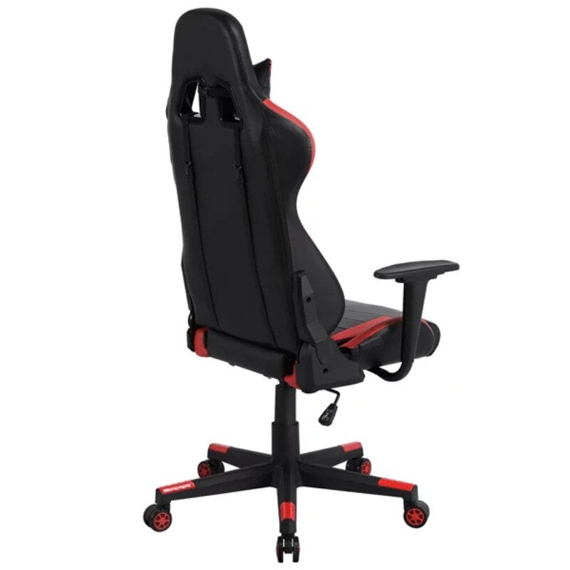 SmileMart Executive Adjustable High Back Faux Leather Swivel Gaming Chair, Black/Red