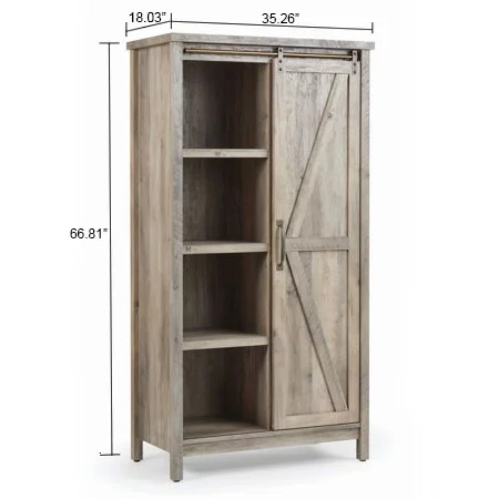 Better Homes & Gardens 66" Modern Farmhouse Bookcase Storage Cabinet Rustic Gray Finish