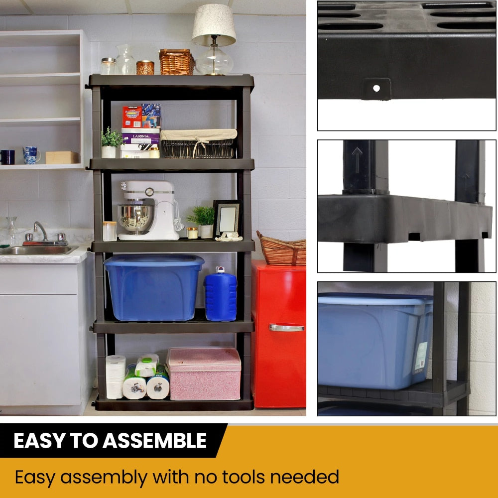 Pack of 2 Storage Shelving, Black 750 lbs Capacity