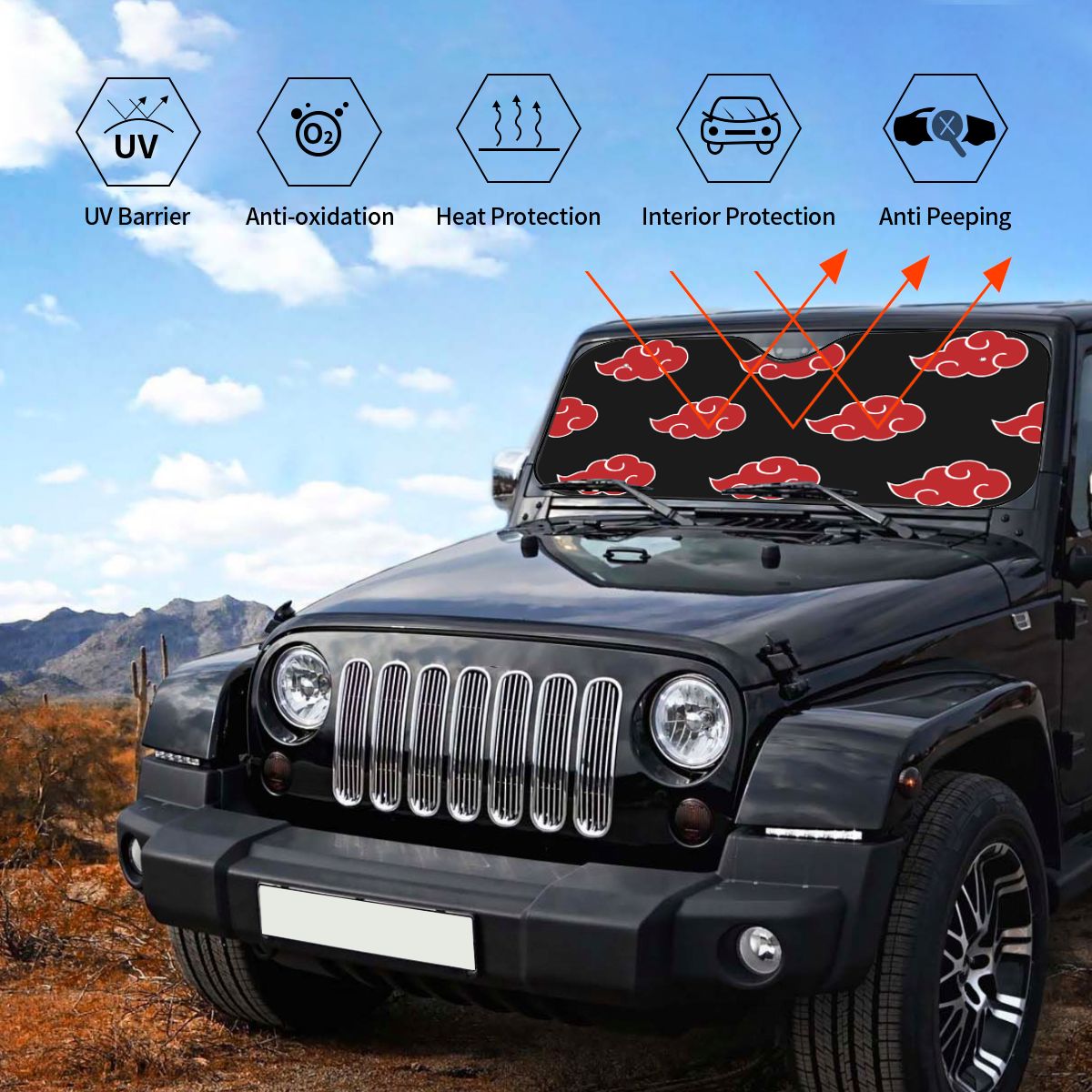 Anime Akatsuki Clouds Sunshade Windscreen Konoha Neji Foldable Car Front Windshield 70x130cm Sun Visor Solar Protect