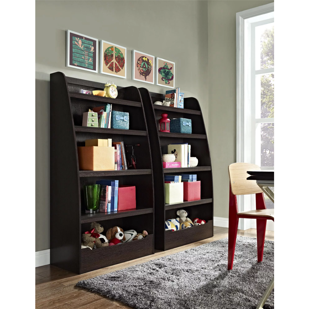 Ameriwood Home Mia Kids' 4-Shelf Bookcase, Espresso bookshelves furniture