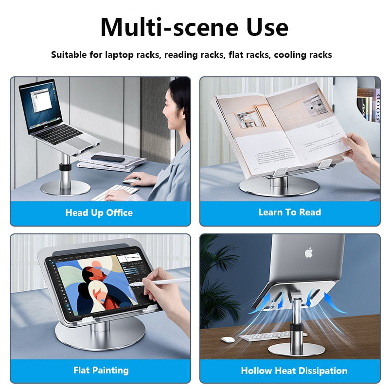 High Angle Laptop Stand Aluminum 360 Rotating Dj Laptop Bracket Adjustable