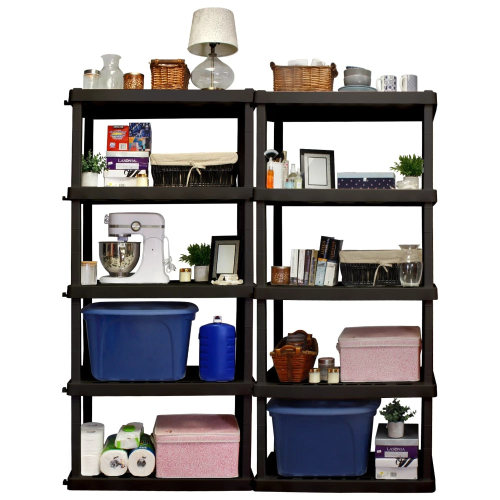 Pack of 2 Storage Shelving, Black 750 lbs Capacity