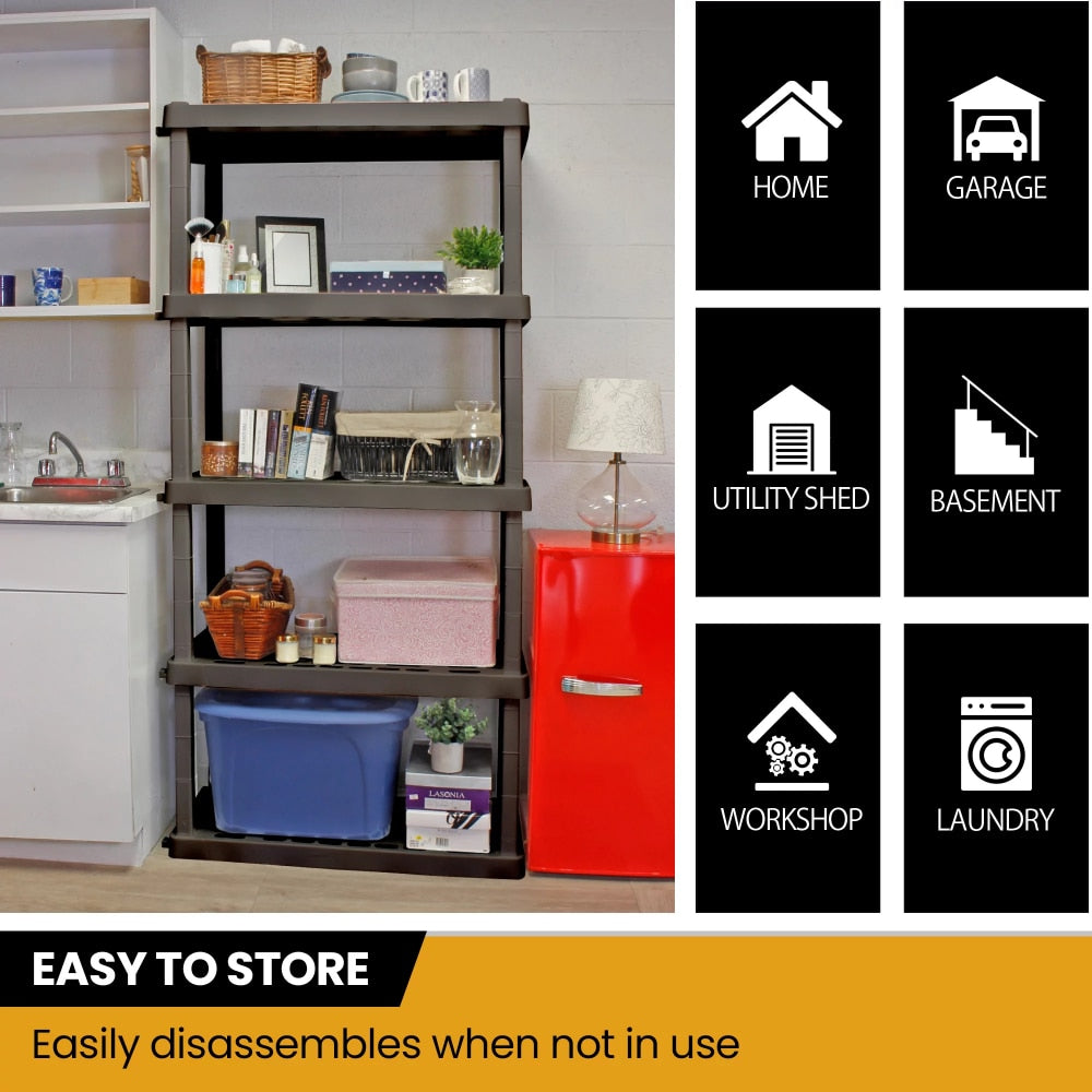 Pack of 2 Storage Shelving, Black 750 lbs Capacity