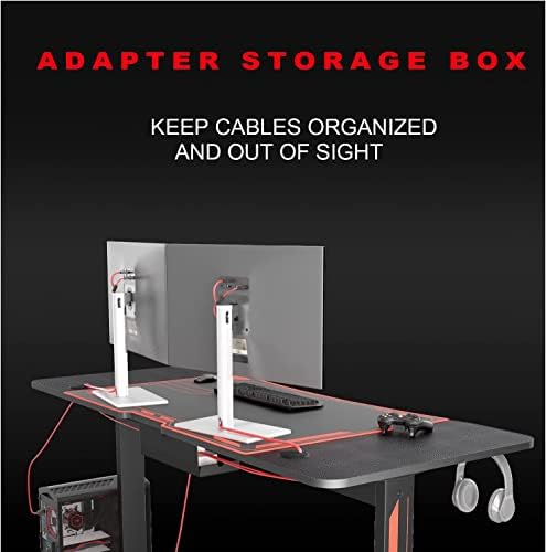 Gaming Desk, Heavy-Duty Gaming Computer Table with Carbon Fiber Surface