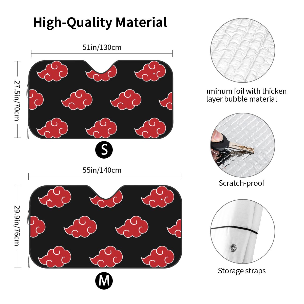 Anime Akatsuki Clouds Sunshade Windscreen Konoha Neji Foldable Car Front Windshield 70x130cm Sun Visor Solar Protect