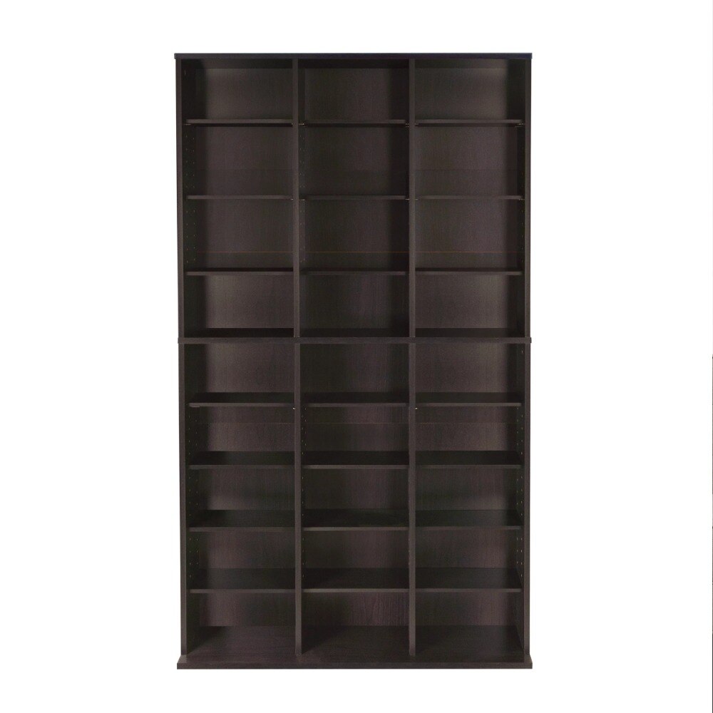 60" Adjustable 12-Shelf Media Storage Bookcase