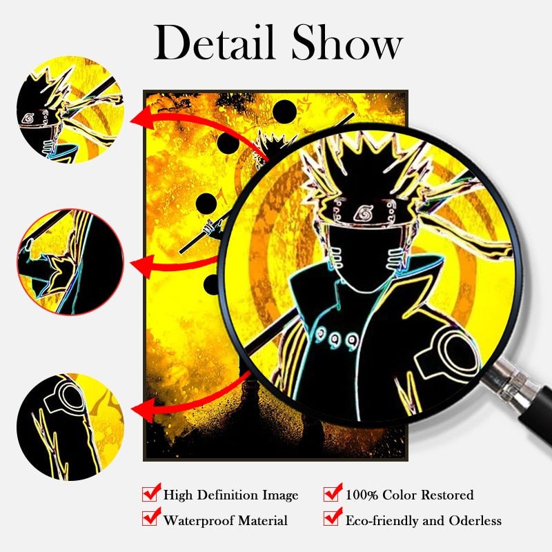Naruto Canvas Home Decoration Uzumaki Naruto Poster Print Uchiha Sasuke Pictures Anime Wall Art Scroll Hanging Painting Bedroom