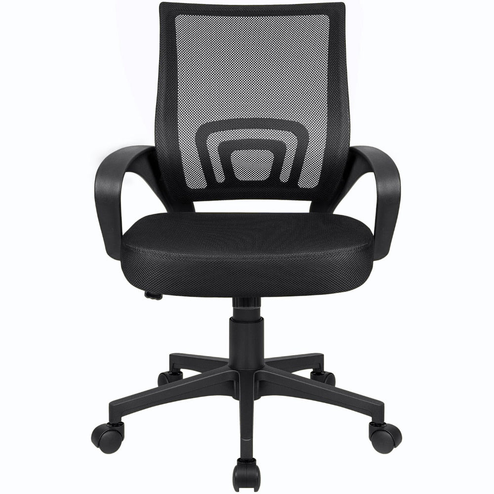 Mid-Back Mesh Office Desk Chair Ergonomic Height Adjustable Computer Chair with Lumbar Support and Armrest, Black