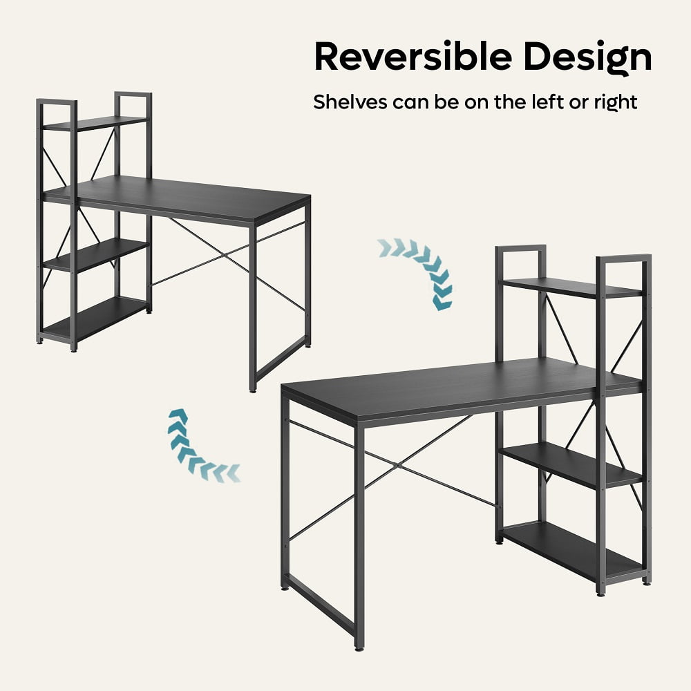 Bestier 56'' Computer Desk with Shelves for Home Office in Retro Grey Oak-Dark Office Furniture Computer Desks
