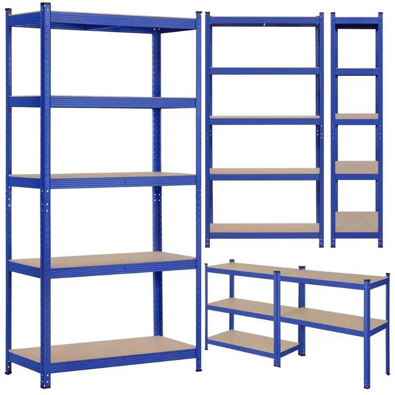 Smile Mart 5-Shelf Boltless & Adjustable Steel Storage Shelf Unit, Blue, Holds Up To 386 Lb Per Shelf L 35.5 X W 16 X H 71’’