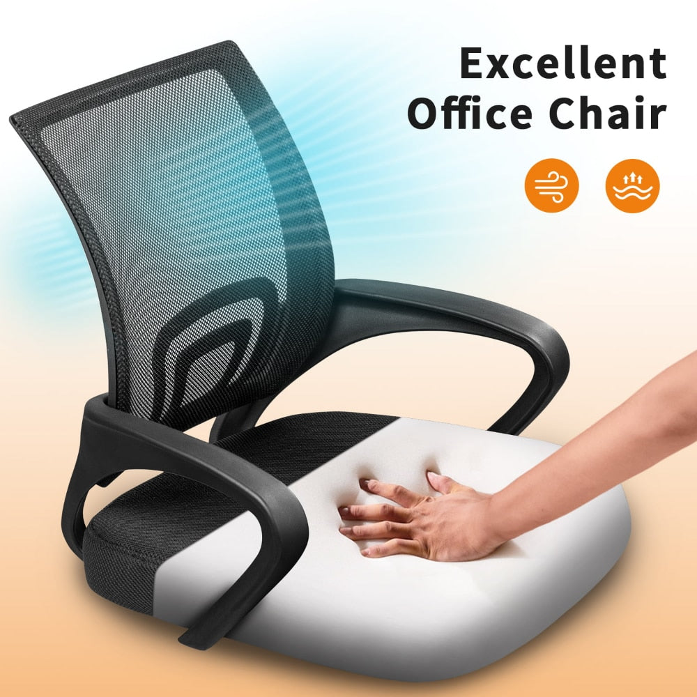 Mid-Back Mesh Office Desk Chair Ergonomic Height Adjustable Computer Chair with Lumbar Support and Armrest, Black