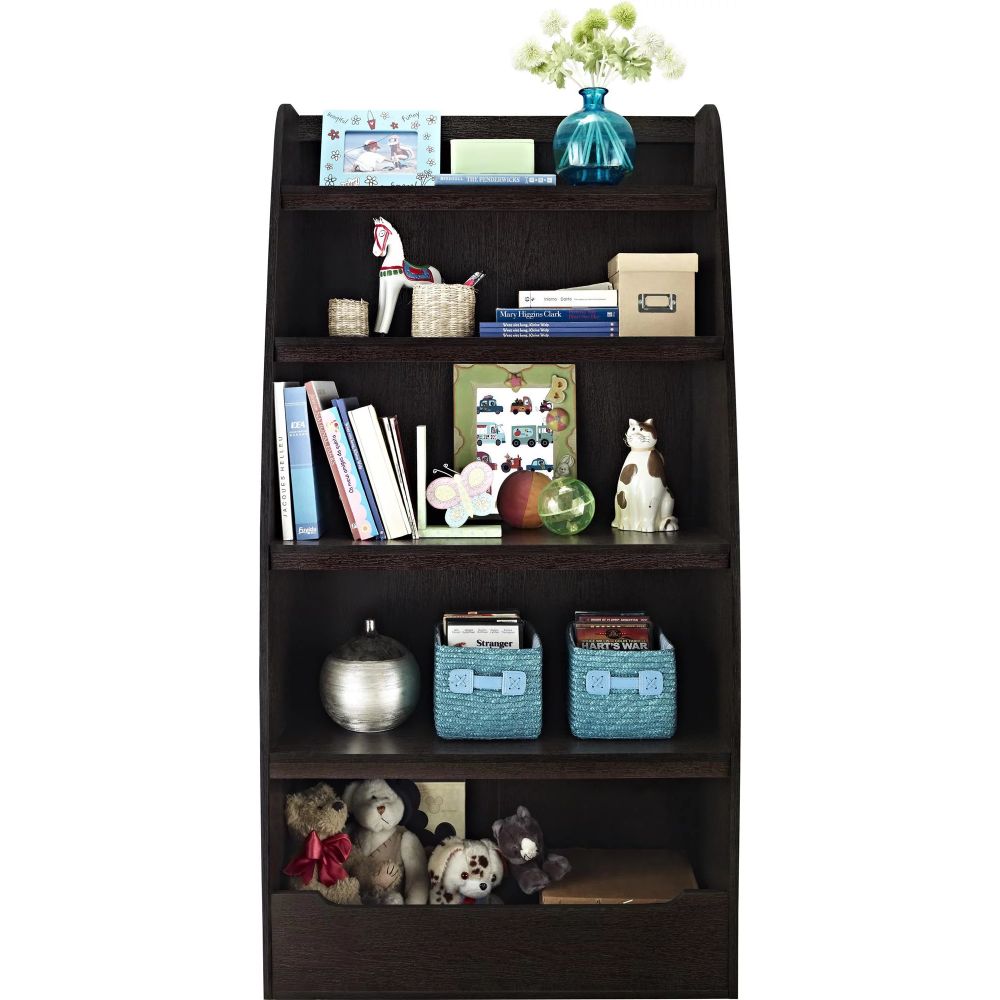 Ameriwood Home Mia Kids' 4-Shelf Bookcase, Espresso bookshelves furniture