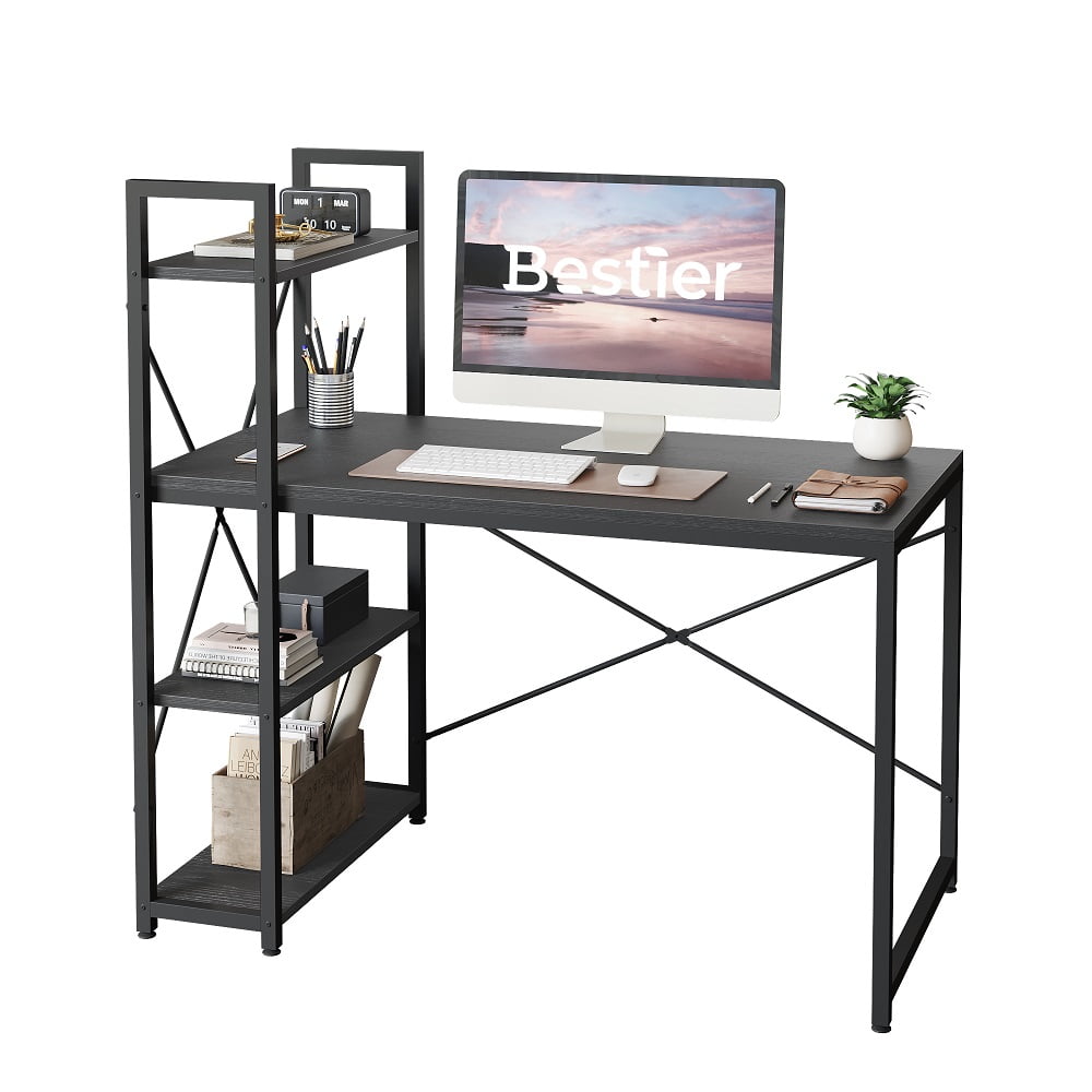 Bestier 56'' Computer Desk with Shelves for Home Office in Retro Grey Oak-Dark Office Furniture Computer Desks
