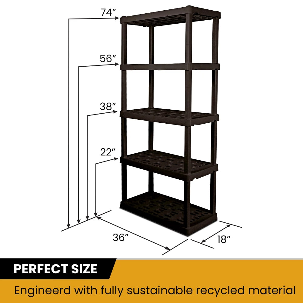 Pack of 2 Storage Shelving, Black 750 lbs Capacity