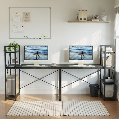 Bestier 56'' Computer Desk with Shelves for Home Office in Retro Grey Oak-Dark Office Furniture Computer Desks