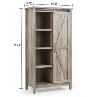 Better Homes & Gardens 66" Modern Farmhouse Bookcase Storage Cabinet  Rustic Gray Finish