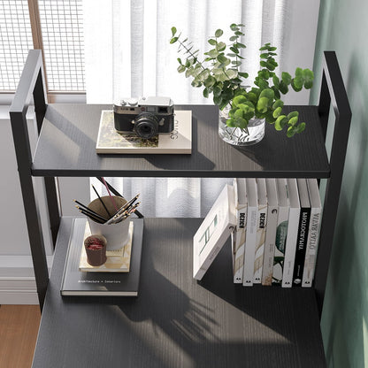 Bestier 56'' Computer Desk with Shelves for Home Office in Retro Grey Oak-Dark Office Furniture Computer Desks