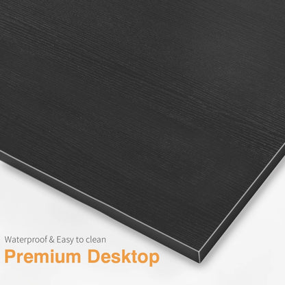 L-Shaped Computer Desk Modern Corner Desk Home Office Writing Sturdy Workstation with Movable Table, Black Desk Table Office