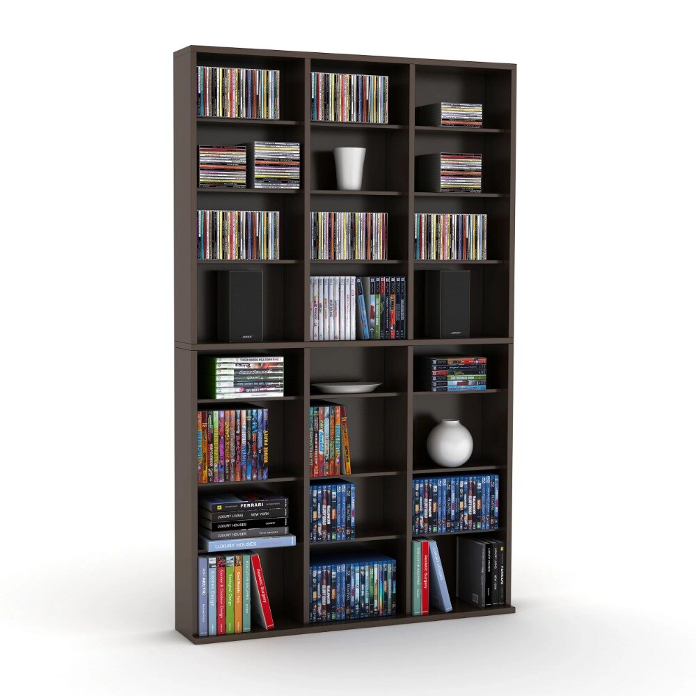 60"  Adjustable 12-Shelf Media Storage Bookcase