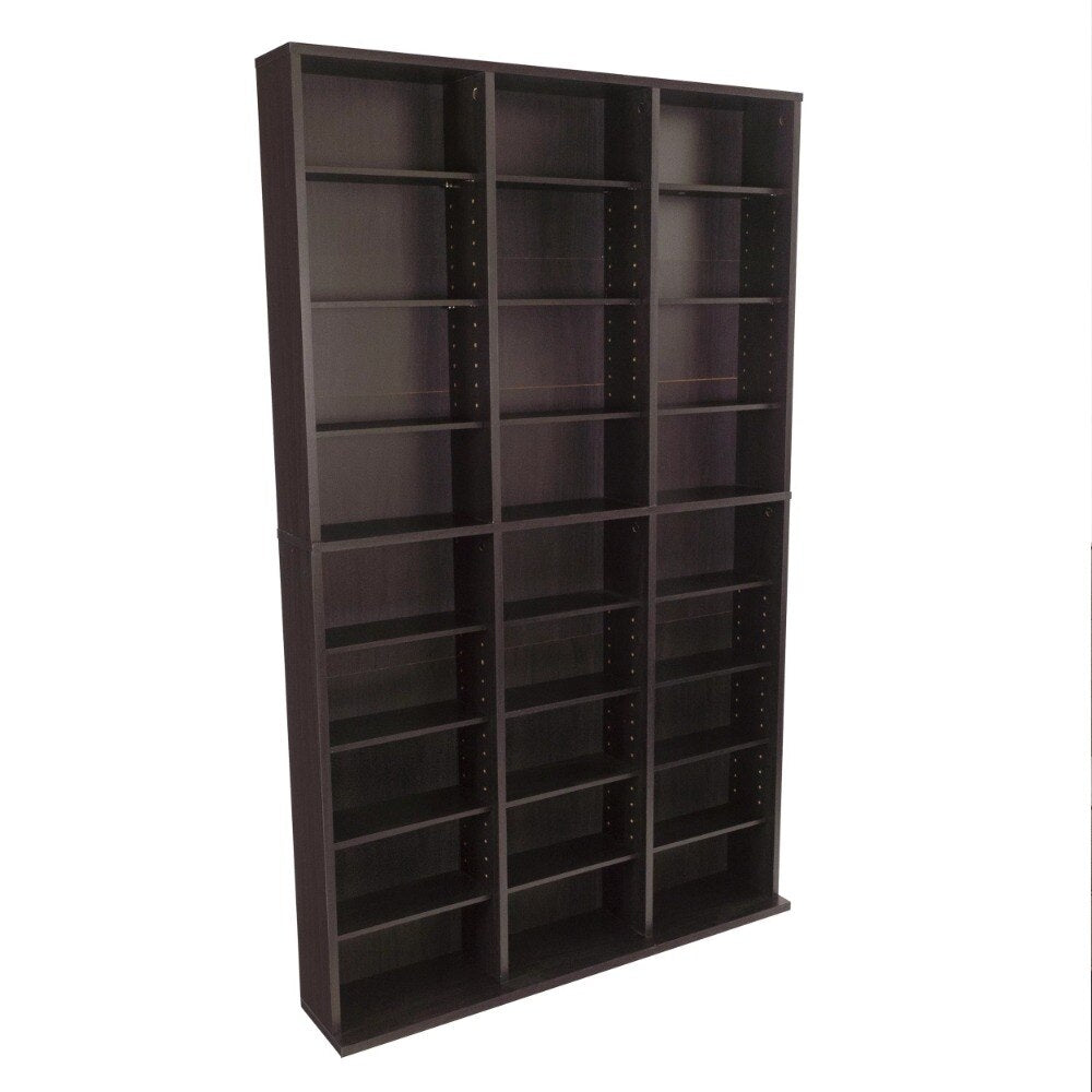 60"  Adjustable 12-Shelf Media Storage Bookcase