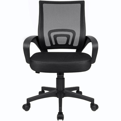 Mid-Back Mesh Office Desk Chair Ergonomic Height Adjustable Computer Chair with Lumbar Support and Armrest, Black