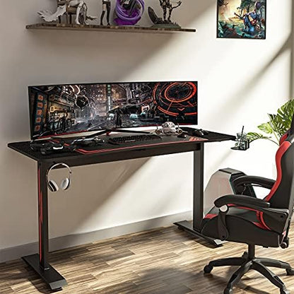 Gaming Desk, Heavy-Duty Gaming Computer Table with Carbon Fiber Surface