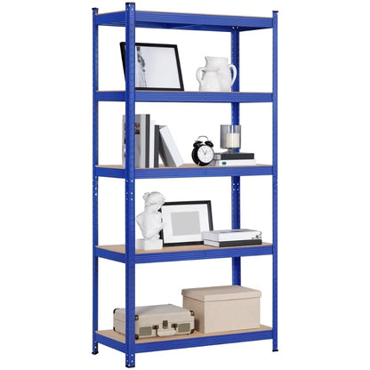 Smile Mart 5-Shelf Boltless & Adjustable Steel Storage Shelf Unit, Blue, Holds Up To 386 Lb Per Shelf L 35.5 X W 16 X H 71’’