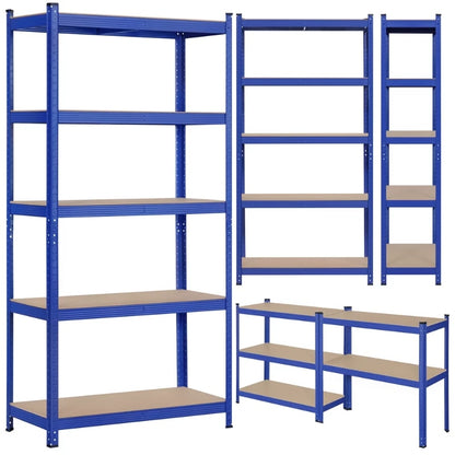 Smile Mart 5-Shelf Boltless & Adjustable Steel Storage Shelf Unit, Blue, Holds Up To 386 Lb Per Shelf L 35.5 X W 16 X H 71’’