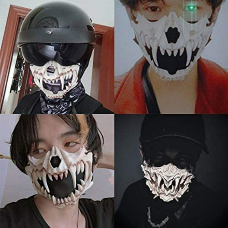 Skull Face Cosplay Anime Mask Horror Game Y2k Accessories Set For Adult Kid New Props Cosplays Costume Fit Party Halloween Gifts