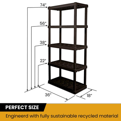 Pack of 2 Storage Shelving, Black 750 lbs Capacity