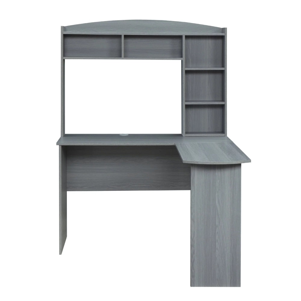 Modern L-Shaped Desk with Hutch, Grey  desk